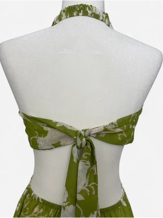 BRAND NEW - Vici Colllection Green Floral Halter Midi Dress - Size Medium - Picture 6 of 7